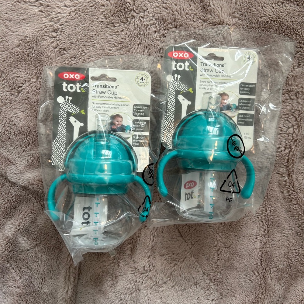 Teal OXO Tot transition straw cups